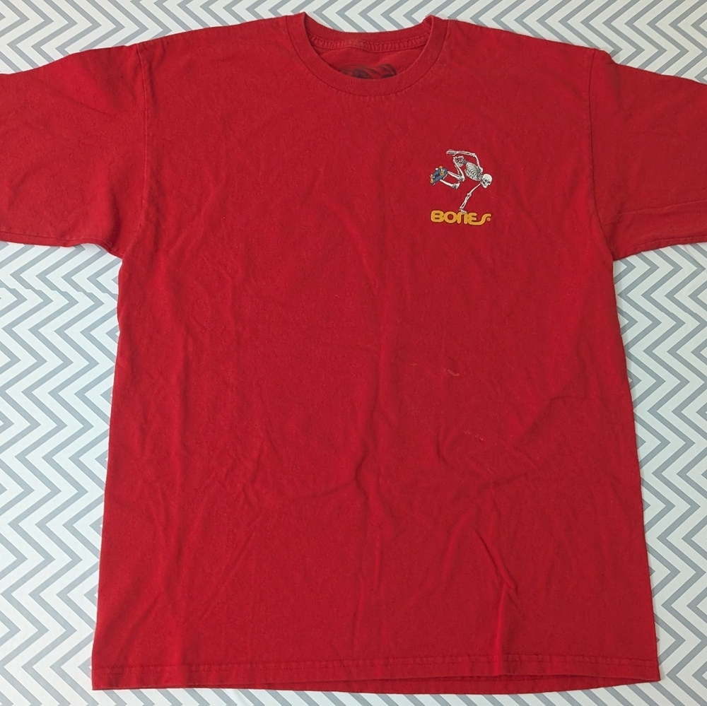 Powell Peralta Bones Skateboard T-Shirt Graphic Print Red Men's Large
